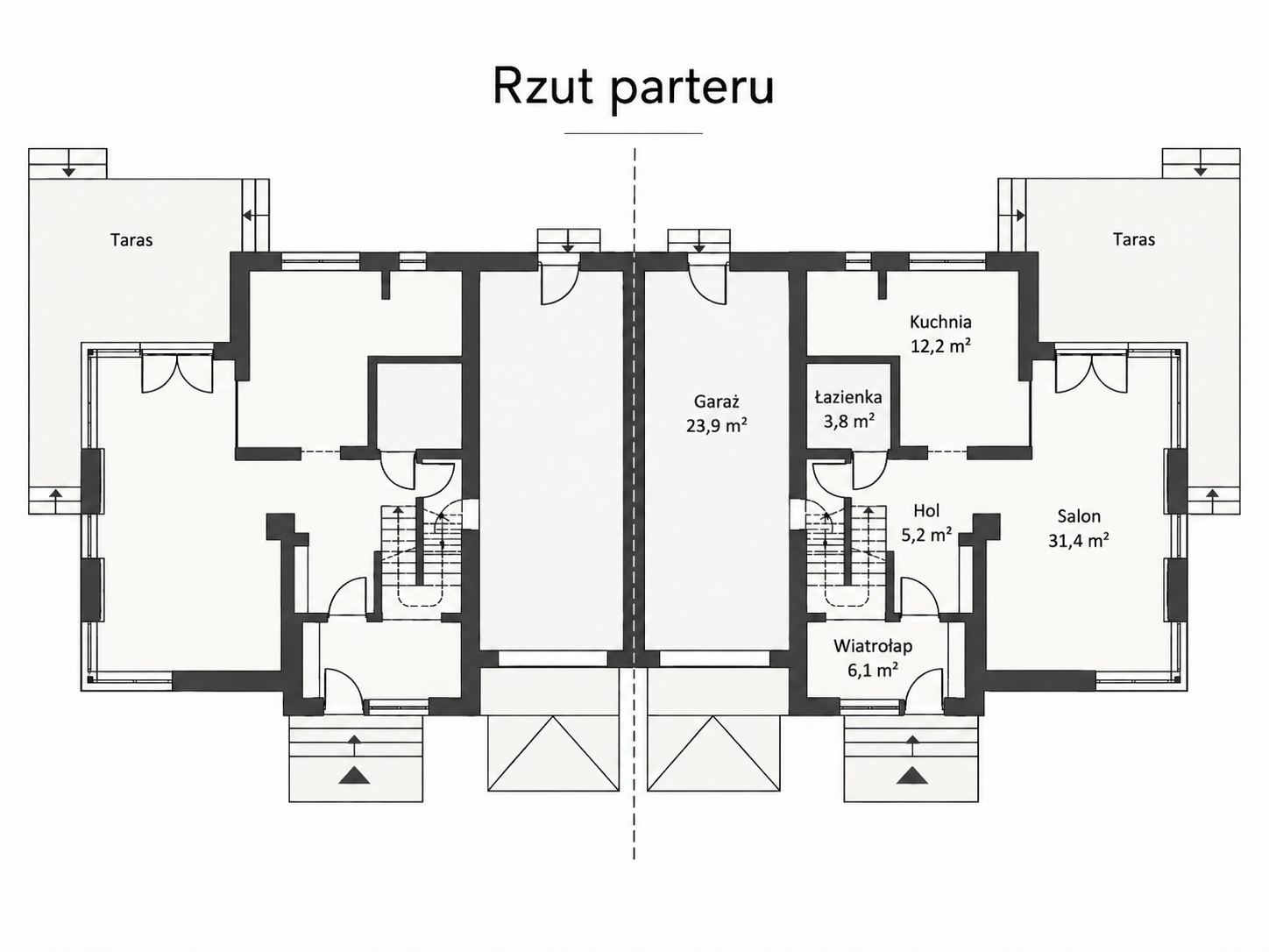 Rzut parteru — Bliźniak w Drogini (bliźniak, obie części)
